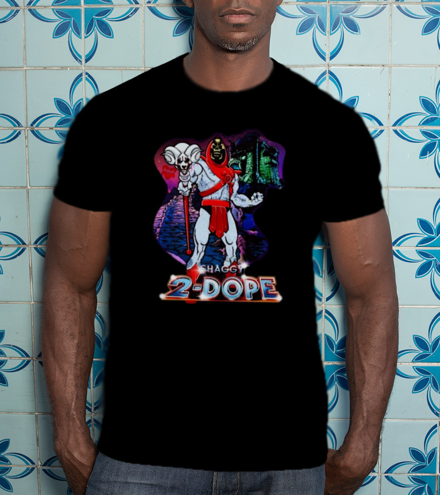 Shaggy 2 Dope Skeletor Mashup With Vintage Castle Background T-Shirt