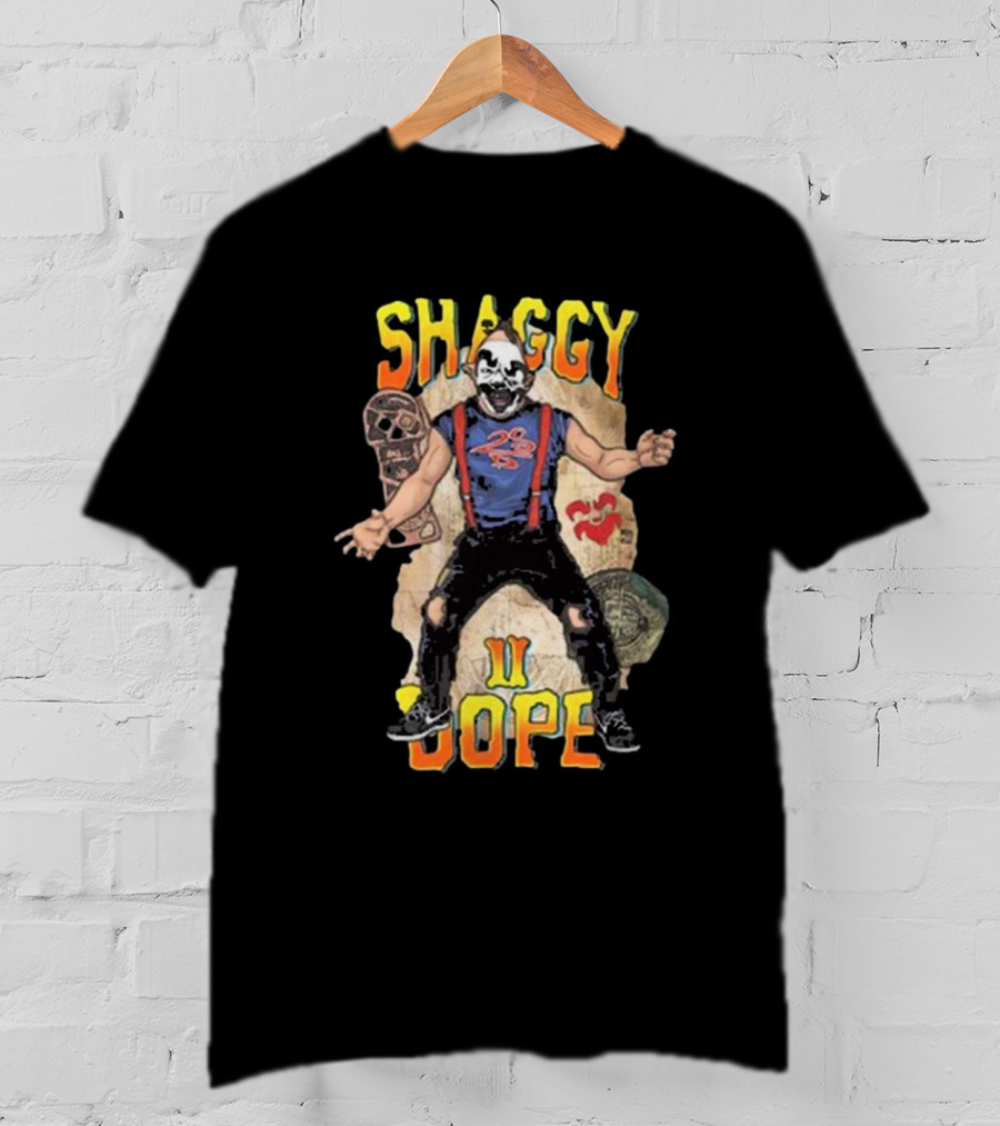 Shaggy 2 Dope Masked Character With Suspender Outfit And Ancient Symbols T-Shirt