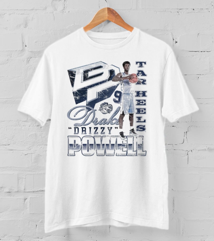 Drake Powell Drizzy 9 North Carolina Tar Heels Basketball UNC 90s T-Shirt