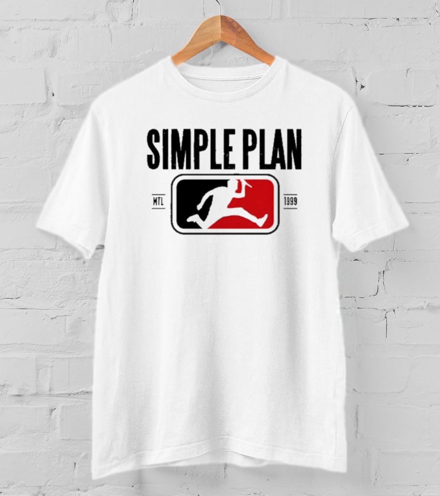 SIMPLE PLAN SP MTL 1999 Baseball Style Logo Jumping Figure T-Shirt