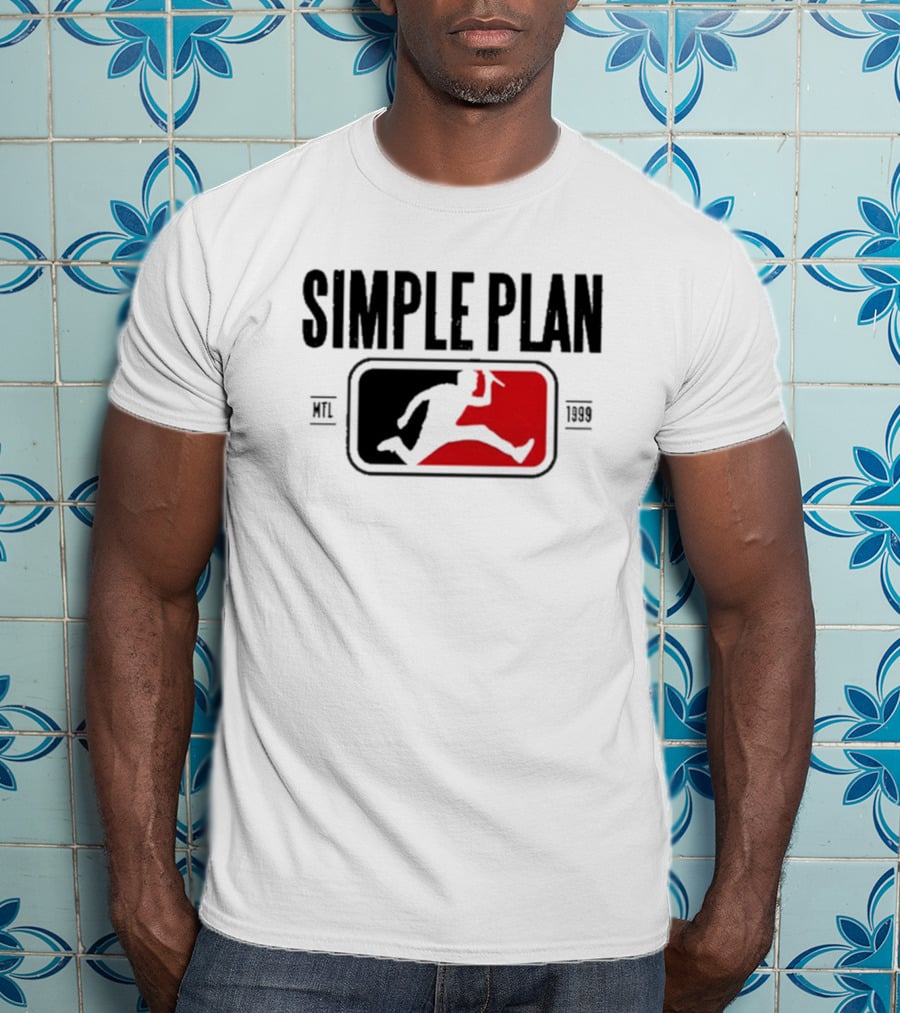 SIMPLE PLAN SP MTL 1999 Baseball Style Logo Jumping Figure T-Shirt