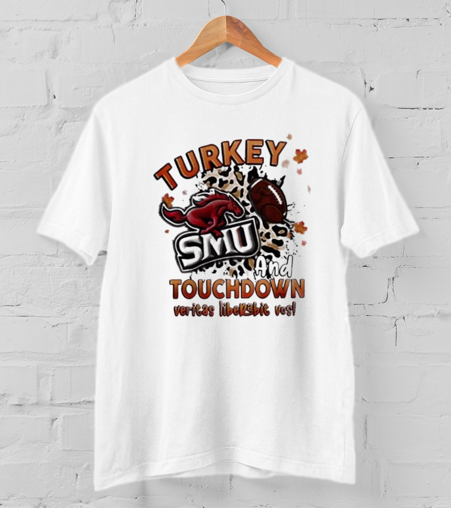SMU Mustangs Turkey Touchdown Veritas Liberabit Vos T-Shirt