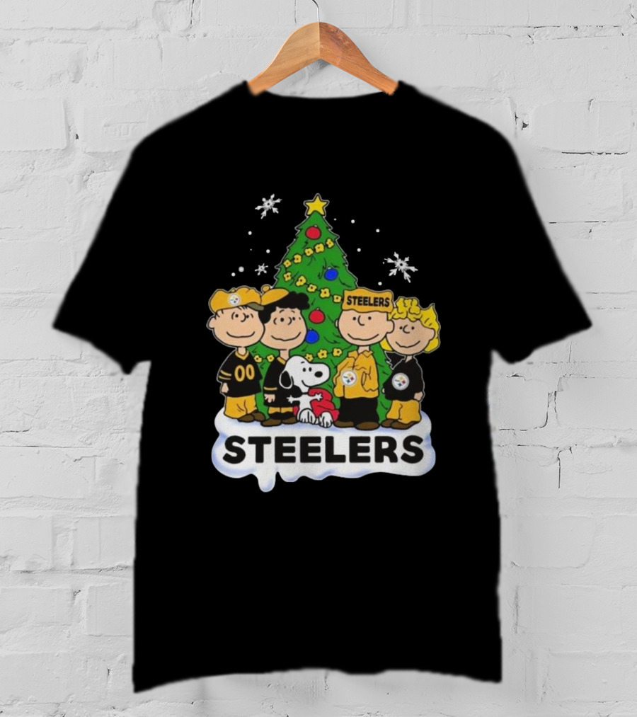 Peanuts Characters Pittsburgh Steelers Christmas T-Shirt