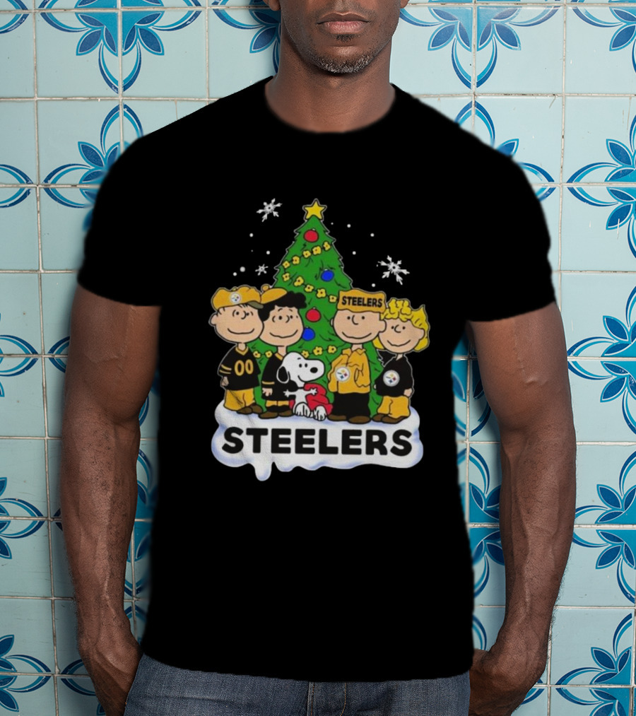 Peanuts Characters Pittsburgh Steelers Christmas T-Shirt