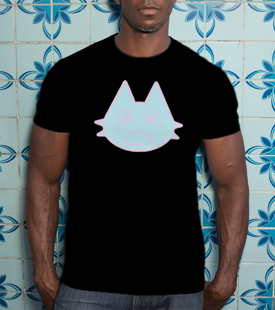 Sinjin Drowning Dizzy Cat Pastel Swirl Face T-Shirt