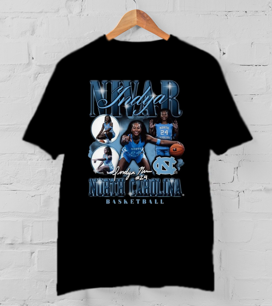 Indya Nivar #24 North Carolina Tar Heels Basketball T-Shirt