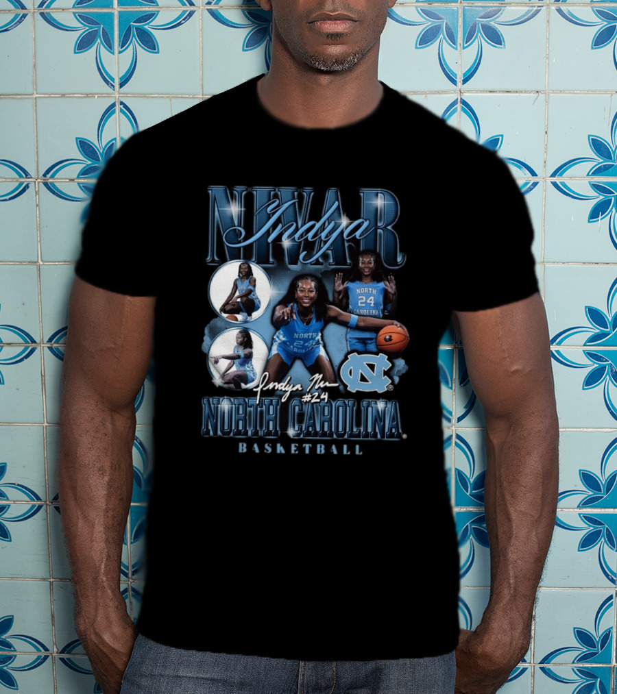 Indya Nivar #24 North Carolina Tar Heels Basketball T-Shirt