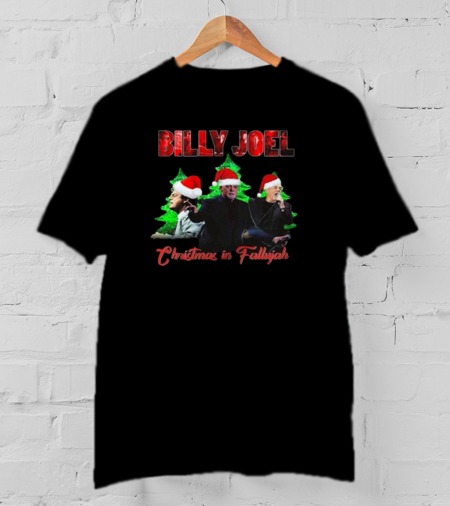 Billy Joel Christmas In Fallujah Santa Hat Green Tree Trio T-Shirt