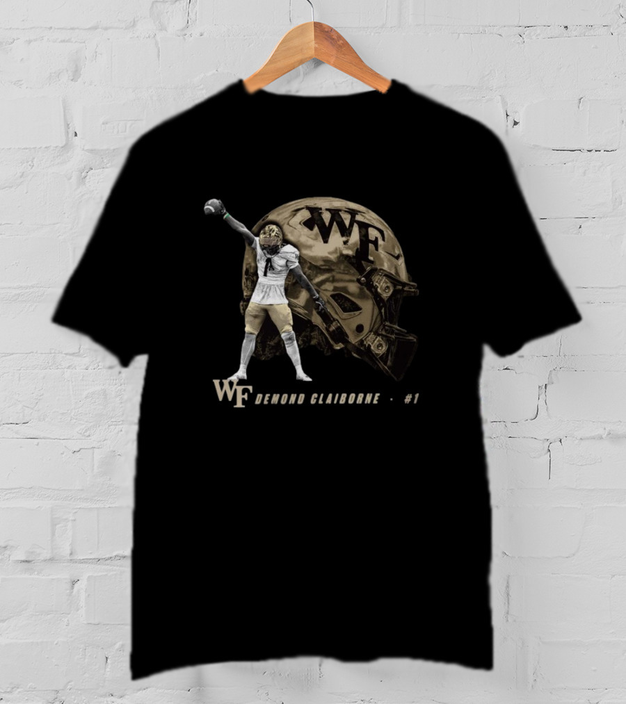 WF Demond Claiborne #1 Wake Forest Demon Deacons Football Helmet Spotlight T-Shirt