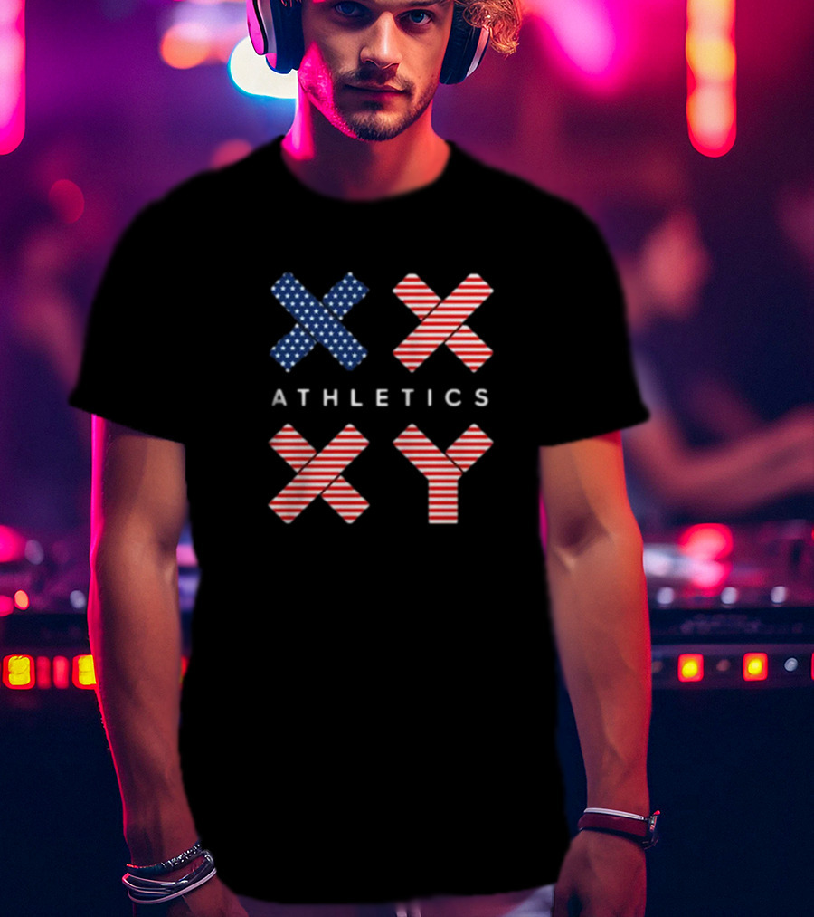 Jennifer Sey XX-Xy Athletics Stars And Stripes USA Flag T-Shirt