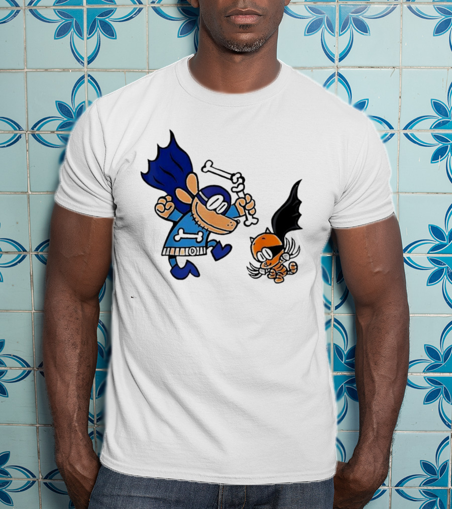 Dog And Cat Essentials Superhero Duo Dog Man And Cat Kid T-Shirt
