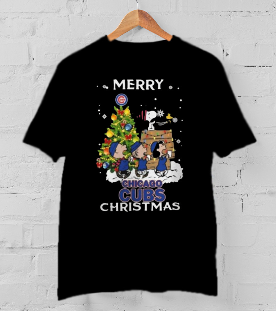 Merry Chicago Cubs Christmas Snoopy And Friends T-Shirt