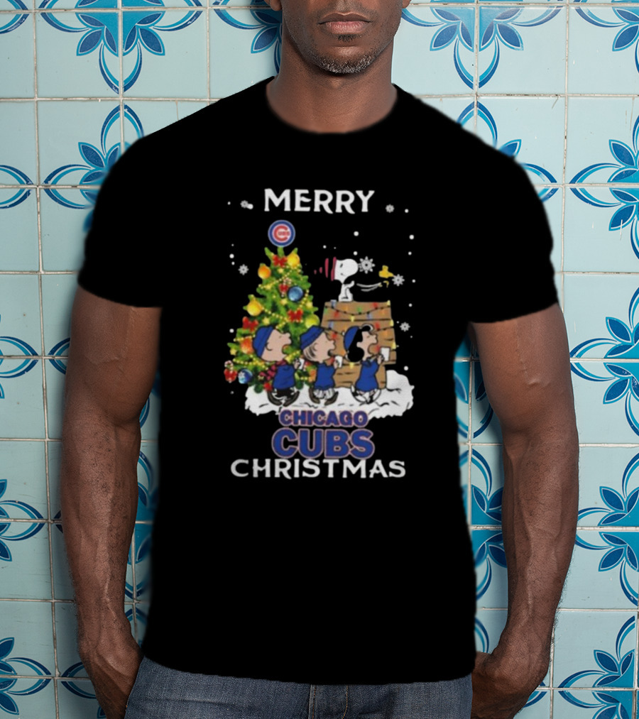 Merry Chicago Cubs Christmas Snoopy And Friends T-Shirt