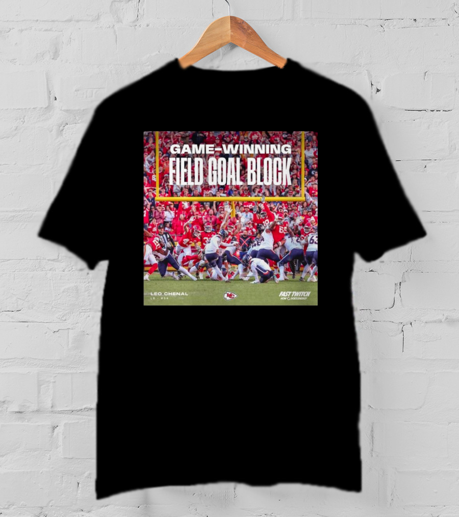 Game-Winning Field Goal Block Kansas City Chiefs Leo Chenal Fast Twitch NFL Partnership T-Shirt