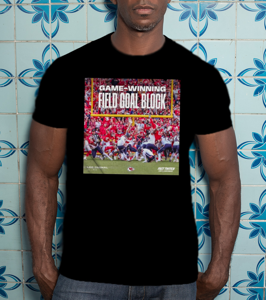 Game-Winning Field Goal Block Kansas City Chiefs Leo Chenal Fast Twitch NFL Partnership T-Shirt