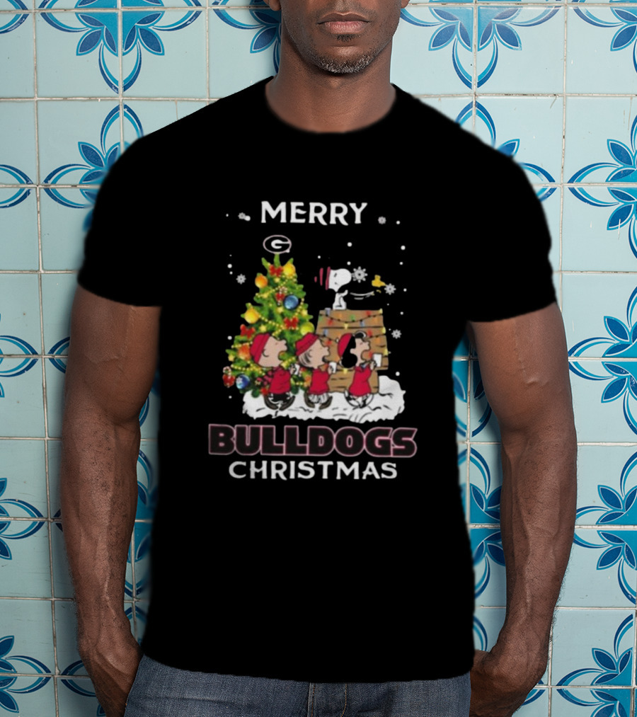 Merry Georgia Bulldogs Snoopy Christmas T-Shirt