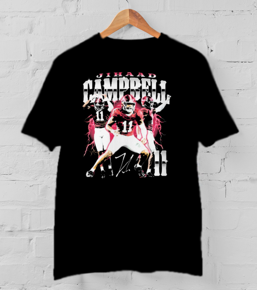 Jihaad Campbell Alabama Crimson Tide 11 Signature Football Energy T-Shirt