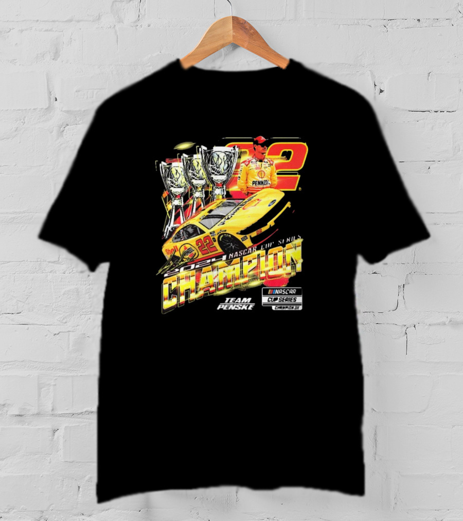 Joey Logano 22 NASCAR Cup Series Champion 3X Team Penske Champion Car Racing Winner T-Shirt