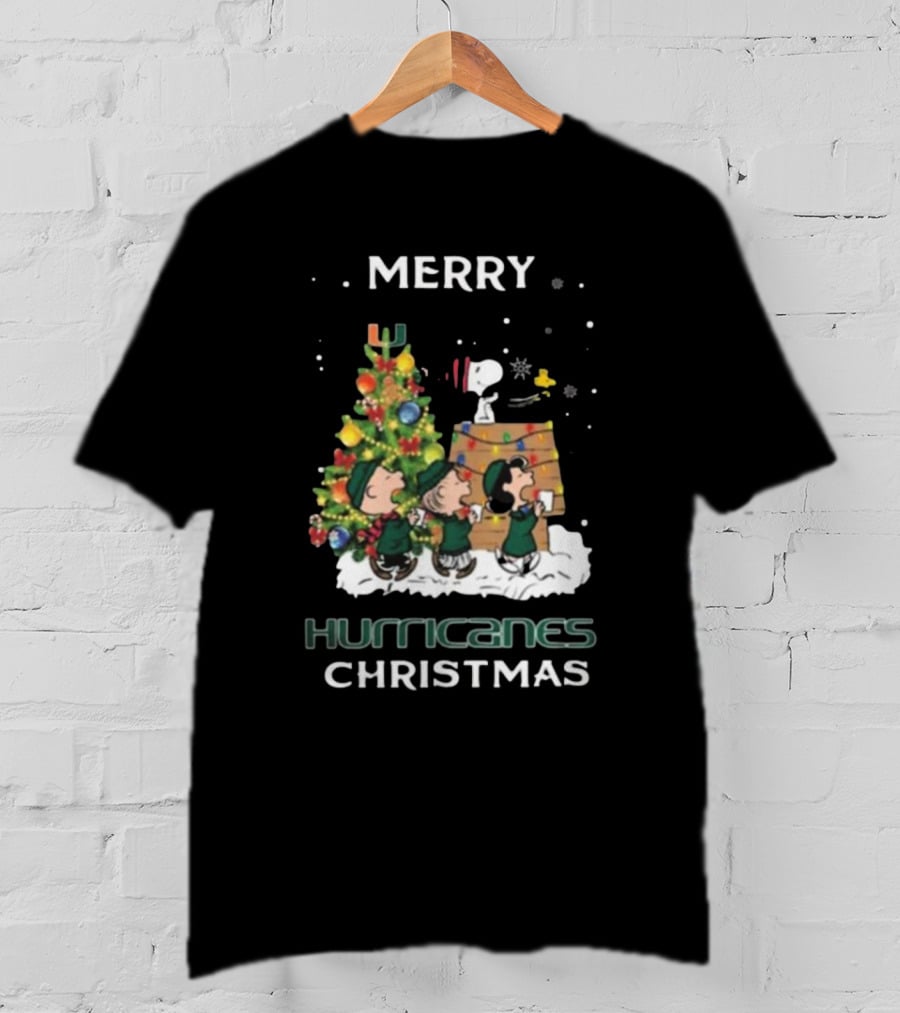 Miami Hurricanes Snoopy Friends Merry Christmas T-Shirt