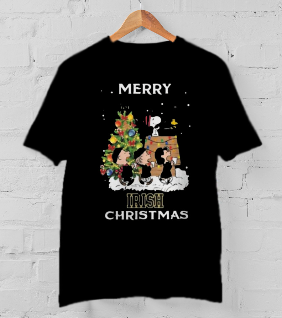 Merry Irish Christmas Notre Dame Fighting Irish X Snoopy And Friends T-Shirt