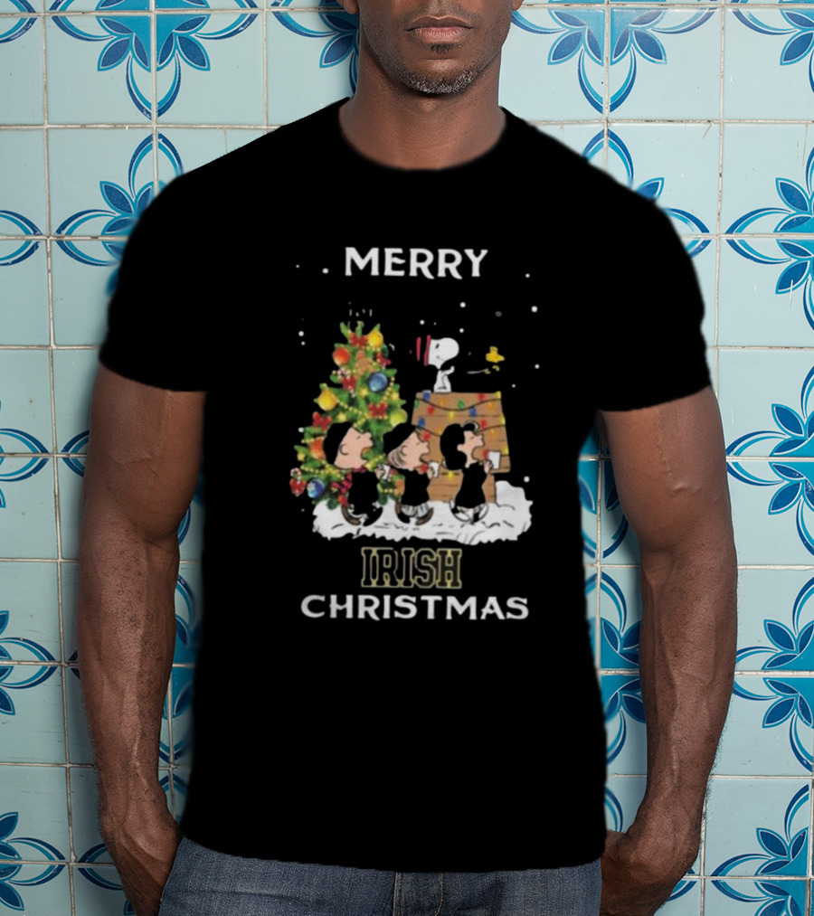 Merry Irish Christmas Notre Dame Fighting Irish X Snoopy And Friends T-Shirt