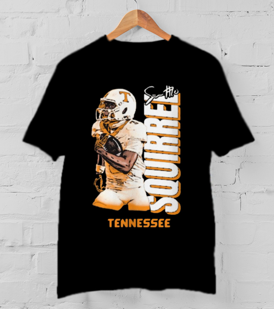 Tennessee Volunteers Squirrel White Football Signature T-Shirt