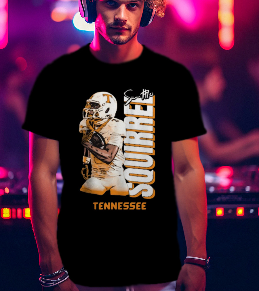 Tennessee Volunteers Squirrel White Football Signature T-Shirt
