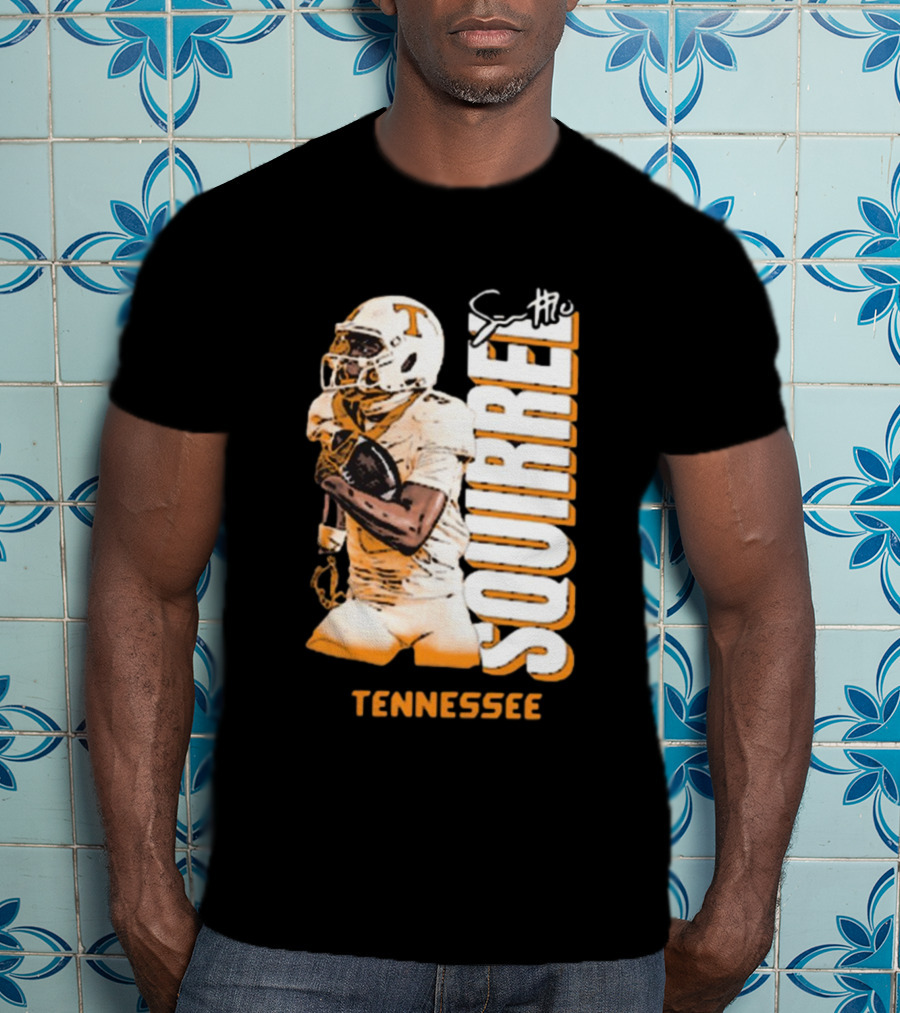 Tennessee Volunteers Squirrel White Football Signature T-Shirt
