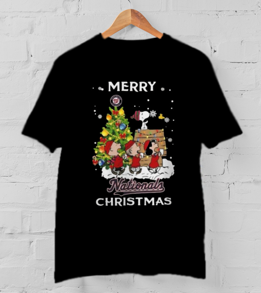 Merry Nationals Christmas Snoopy And Friends With Washington Nationals Logo T-Shirt