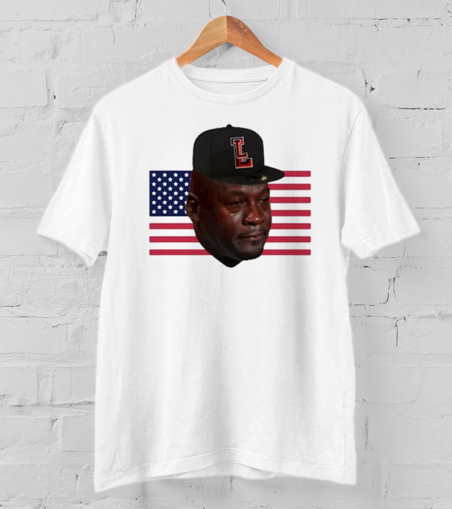 Michael Jordan Crying Meme USA Flag LL Cap T-Shirt
