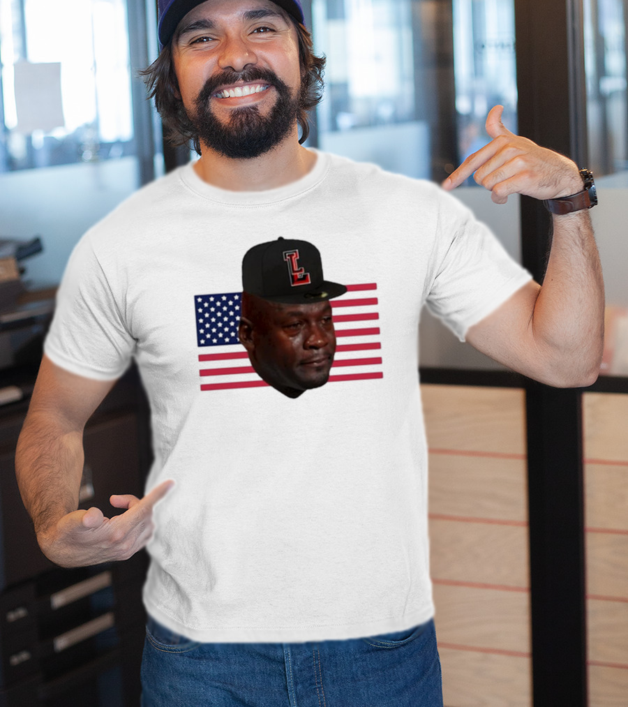 Michael Jordan Crying Meme USA Flag LL Cap T-Shirt