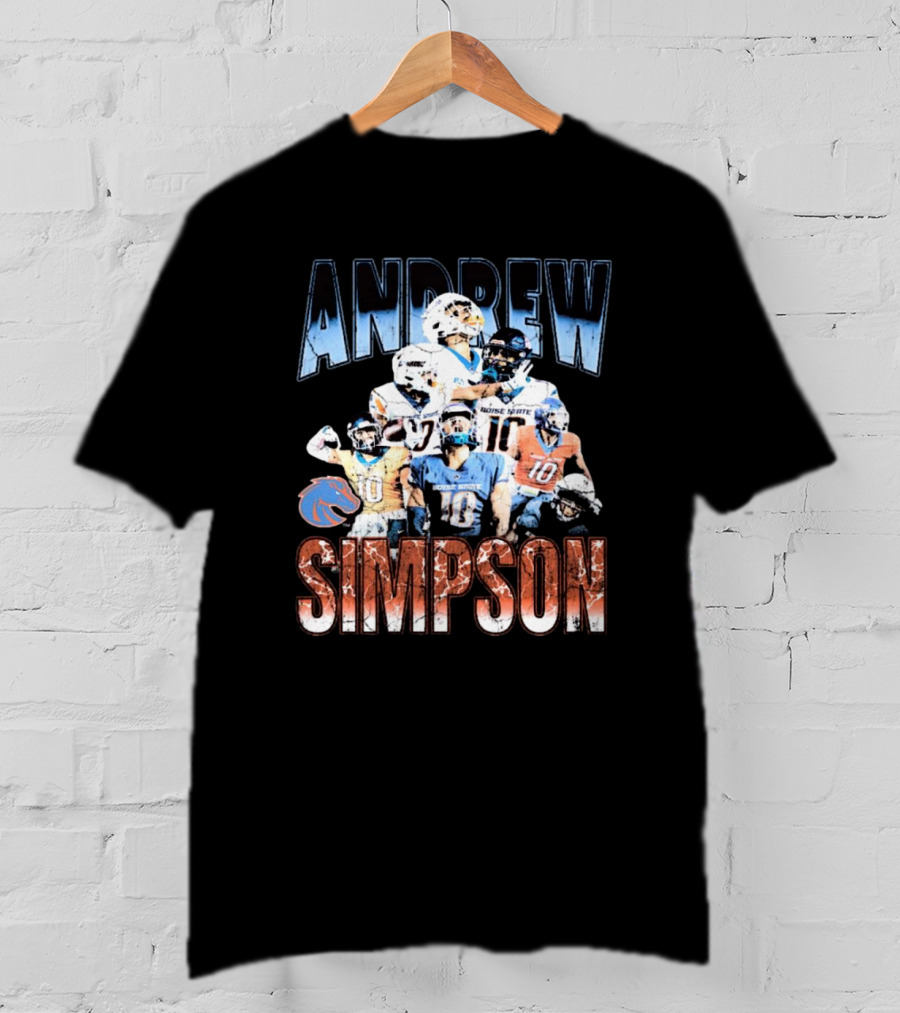 Andrew Simpson Boise State Broncos Football Throwback 90s Players T-Shirt