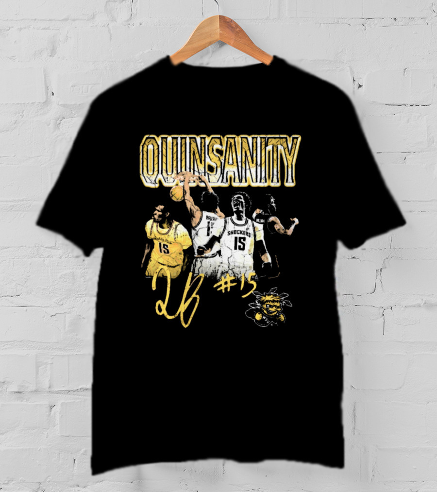 Quinsanity QB #15 Wichita State Shockers Basketball 90s Washed Signature T-Shirt
