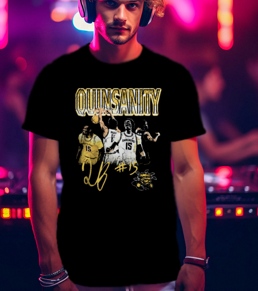 Quinsanity QB #15 Wichita State Shockers Basketball 90s Washed Signature T-Shirt