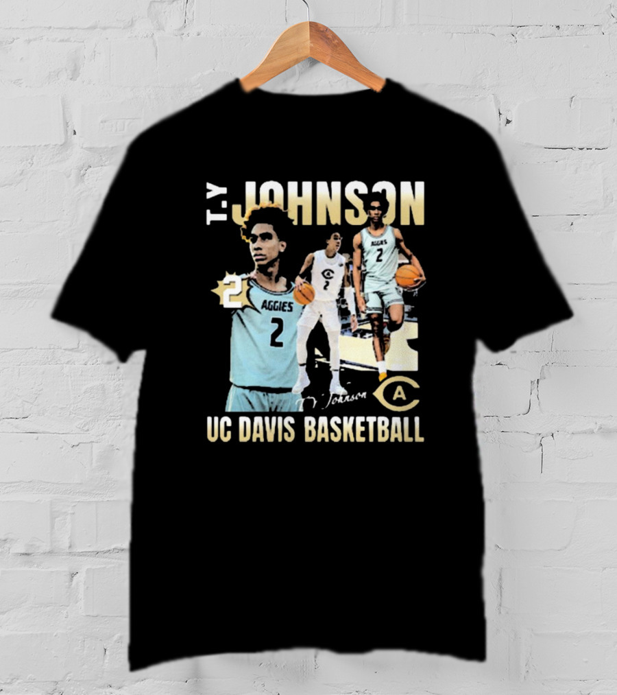 T.Y. Johnson UC Davis Aggies Basketball Number 2 Signature T-Shirt
