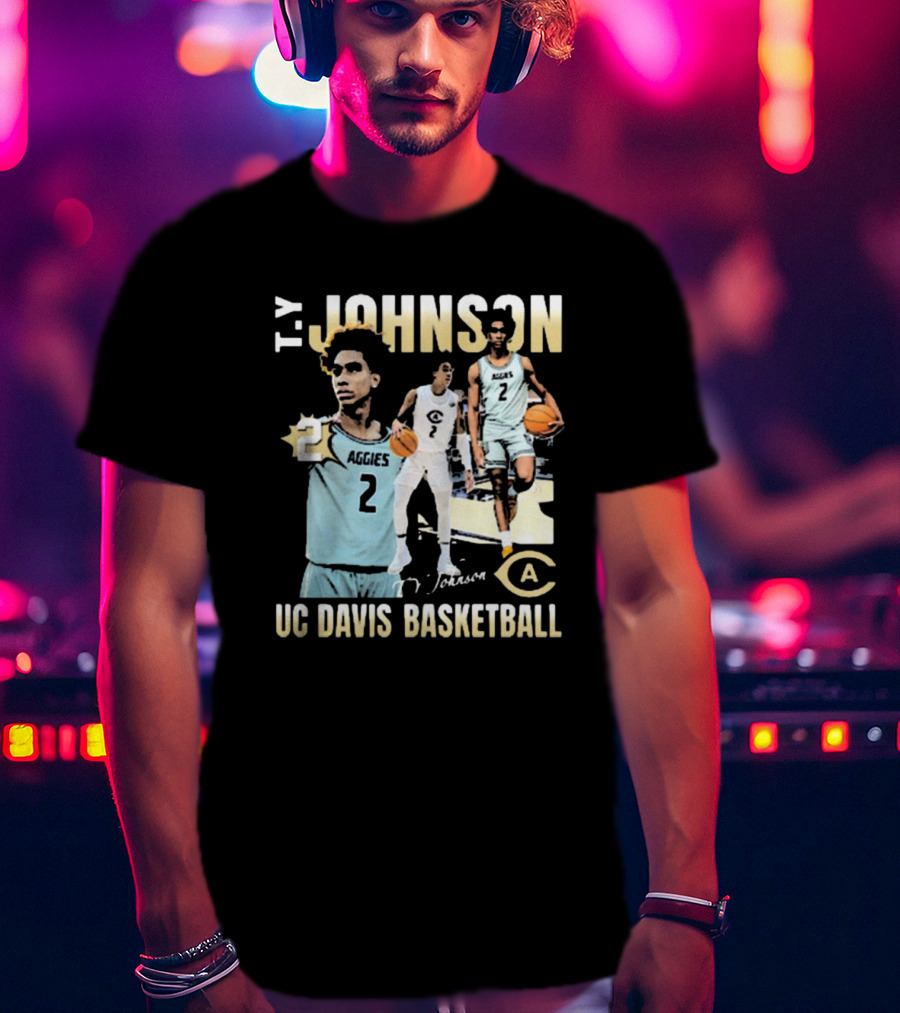 T.Y. Johnson UC Davis Aggies Basketball Number 2 Signature T-Shirt