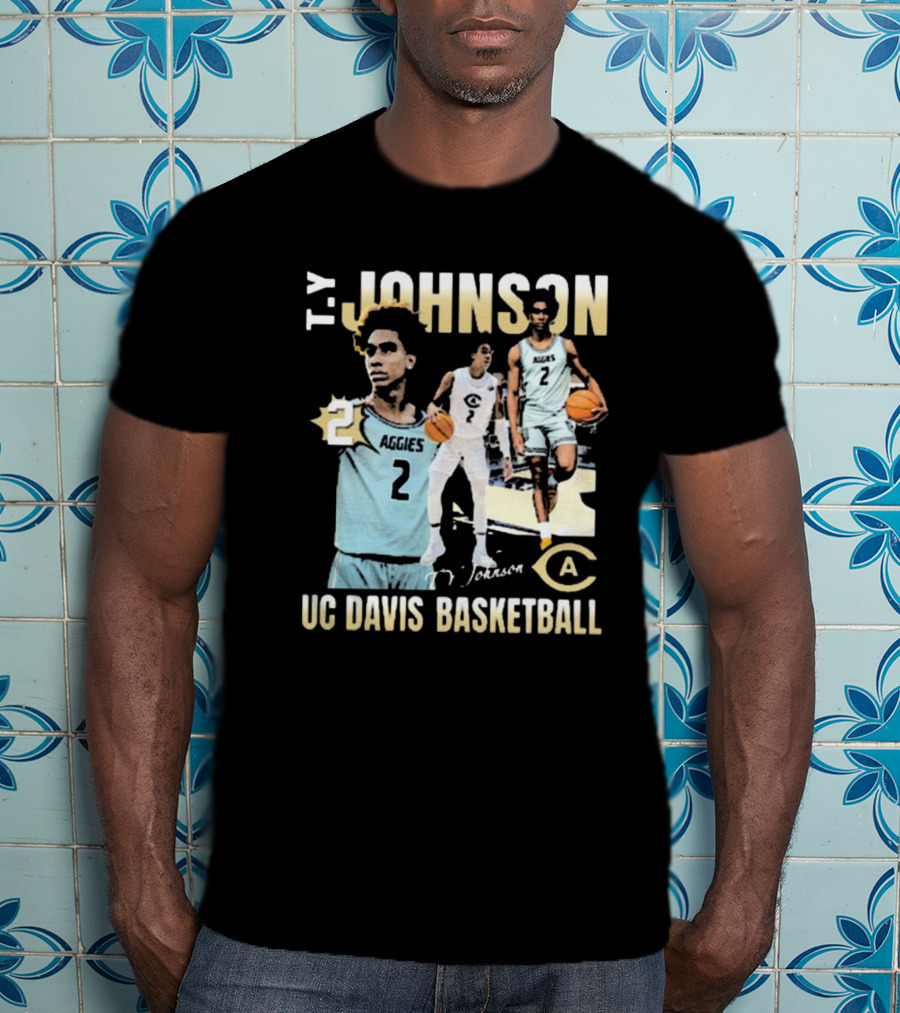 T.Y. Johnson UC Davis Aggies Basketball Number 2 Signature T-Shirt