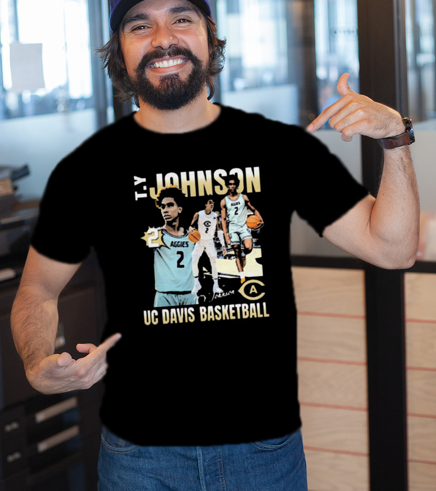 T.Y. Johnson UC Davis Aggies Basketball Number 2 Signature T-Shirt