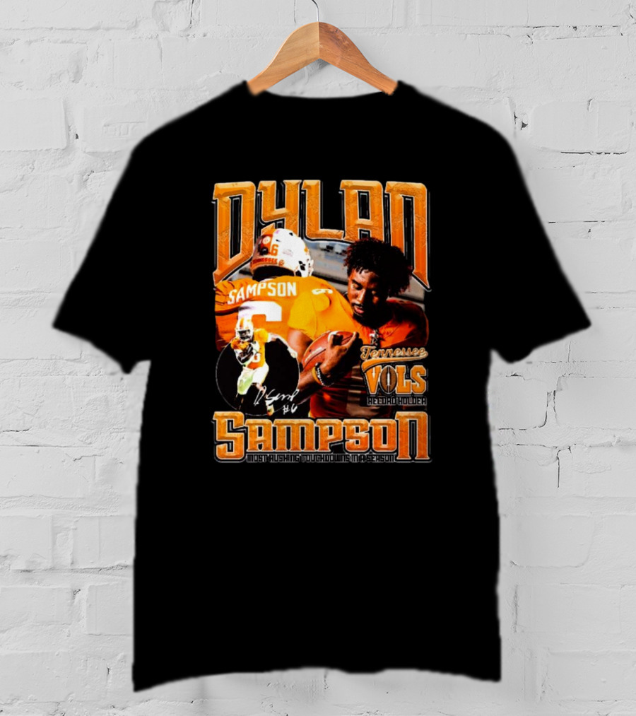 Dylan Sampson Tennessee Vols Record Holder Most Rushing Touchdowns In A Season Vintage Icon Signature T-Shirt