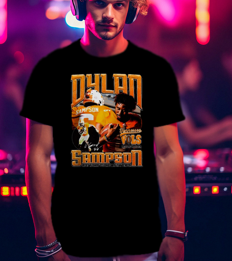Dylan Sampson Tennessee Vols Record Holder Most Rushing Touchdowns In A Season Vintage Icon Signature T-Shirt