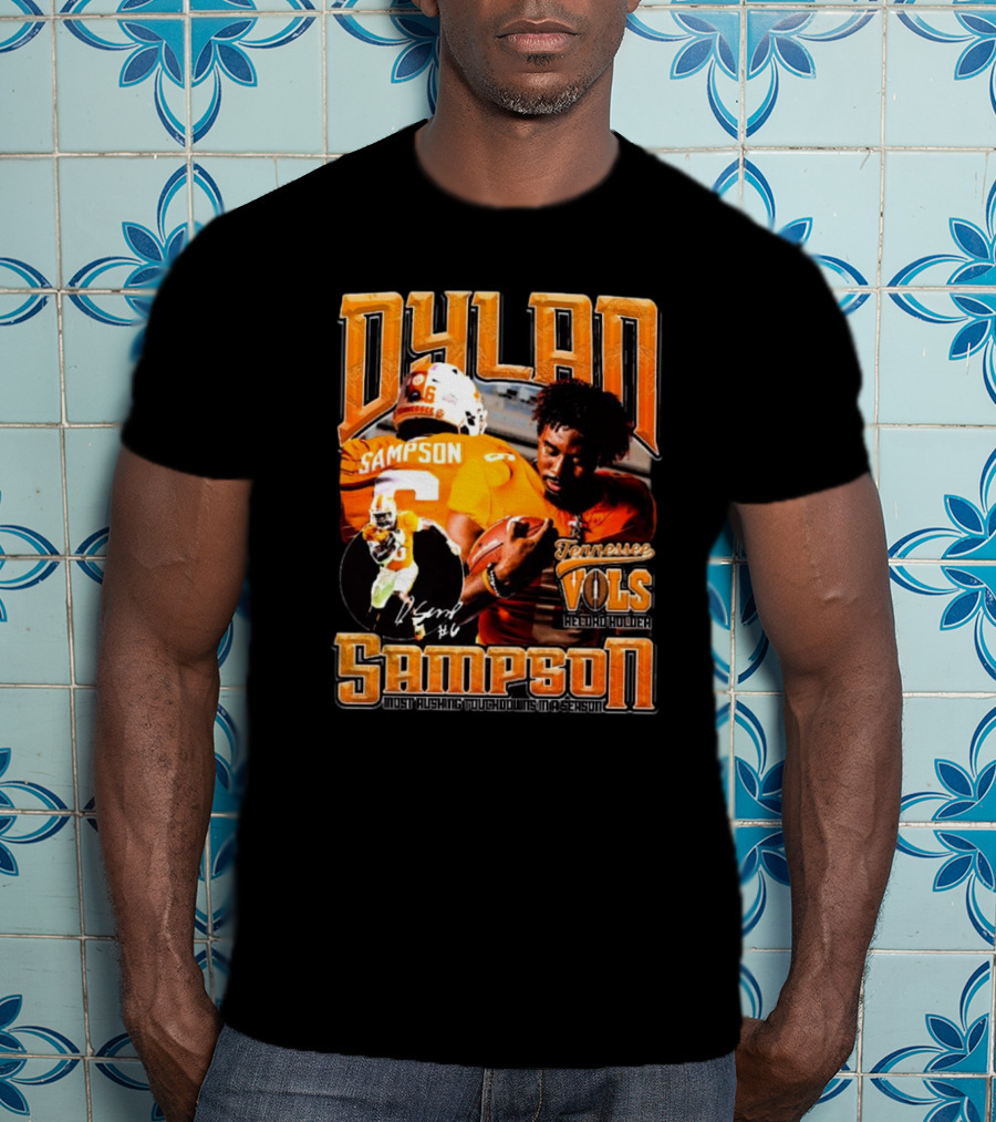Dylan Sampson Tennessee Vols Record Holder Most Rushing Touchdowns In A Season Vintage Icon Signature T-Shirt