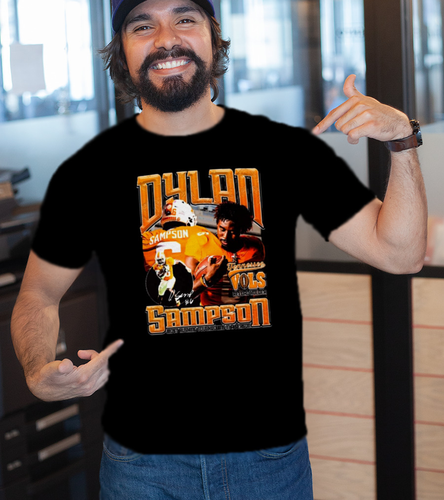 Dylan Sampson Tennessee Vols Record Holder Most Rushing Touchdowns In A Season Vintage Icon Signature T-Shirt