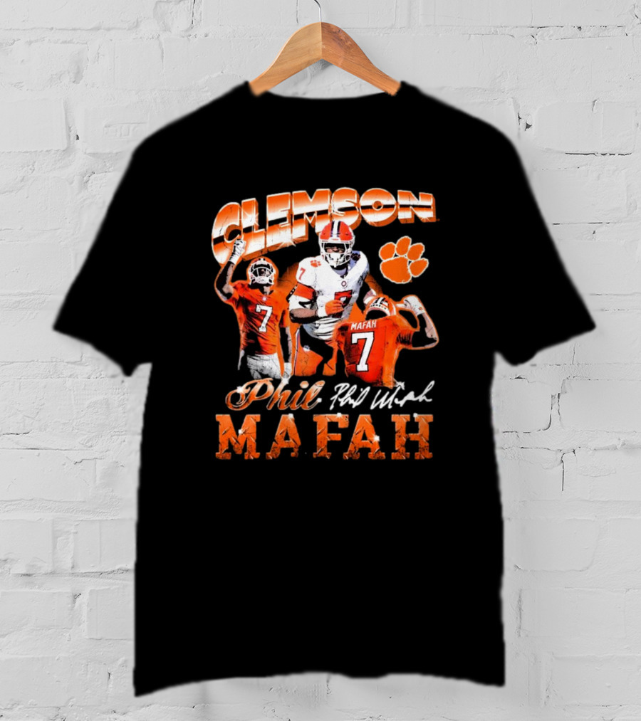 Clemson Tigers Phil Mafah 90s Retro Signature 7 T-Shirt