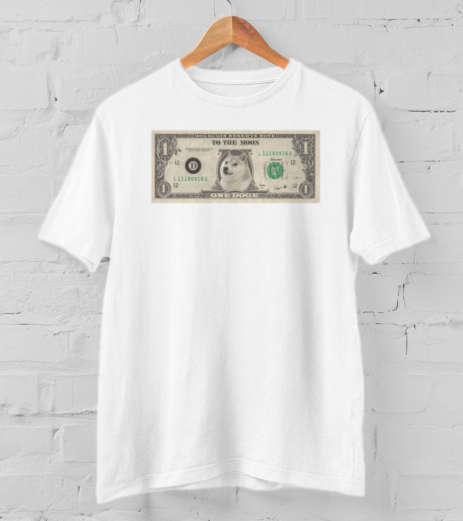 Dogecoin Reserve Note One Doge To The Moon Currency T-Shirt