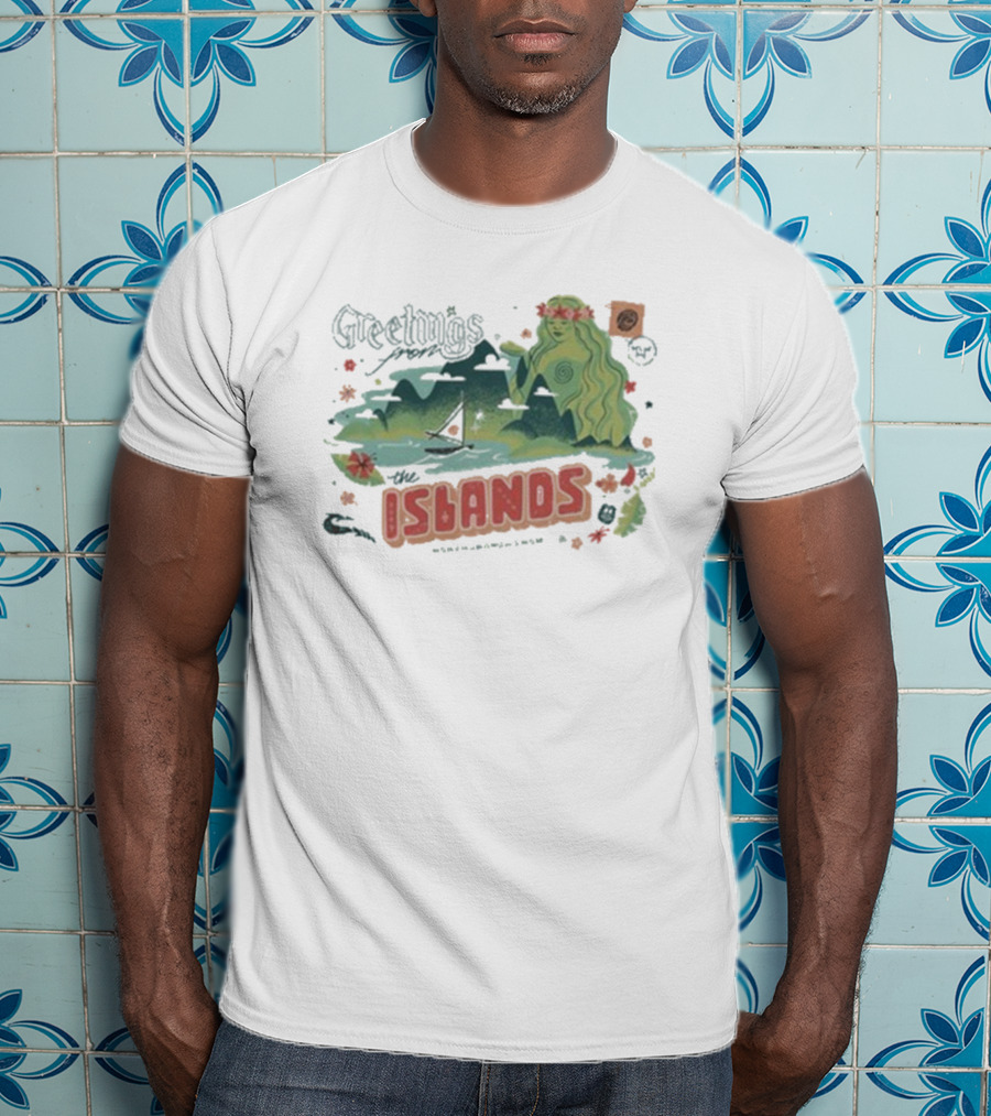 Greetings From The Islands The Lost Bros New Sailing Boat Hula Dancer T-Shirt