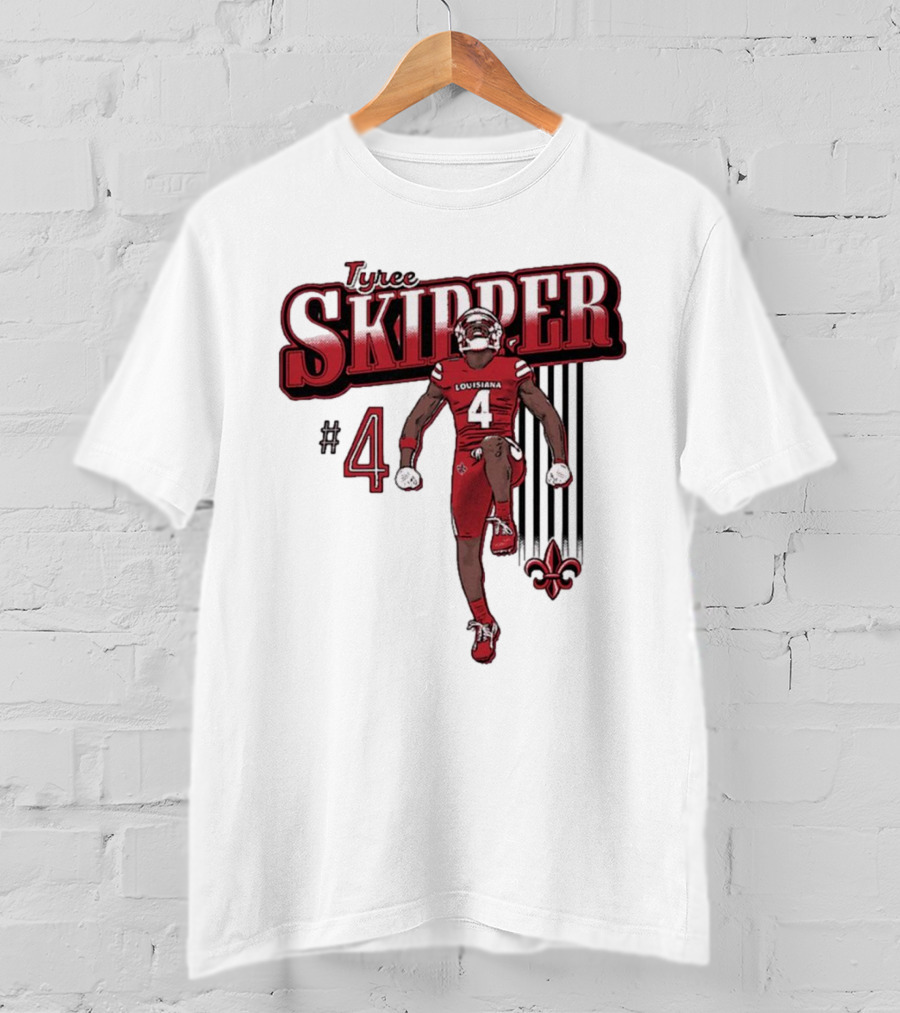 Tyree Skipper #4 Louisiana Ragin’ Cajuns Football Fleur-de-Lis T-Shirt