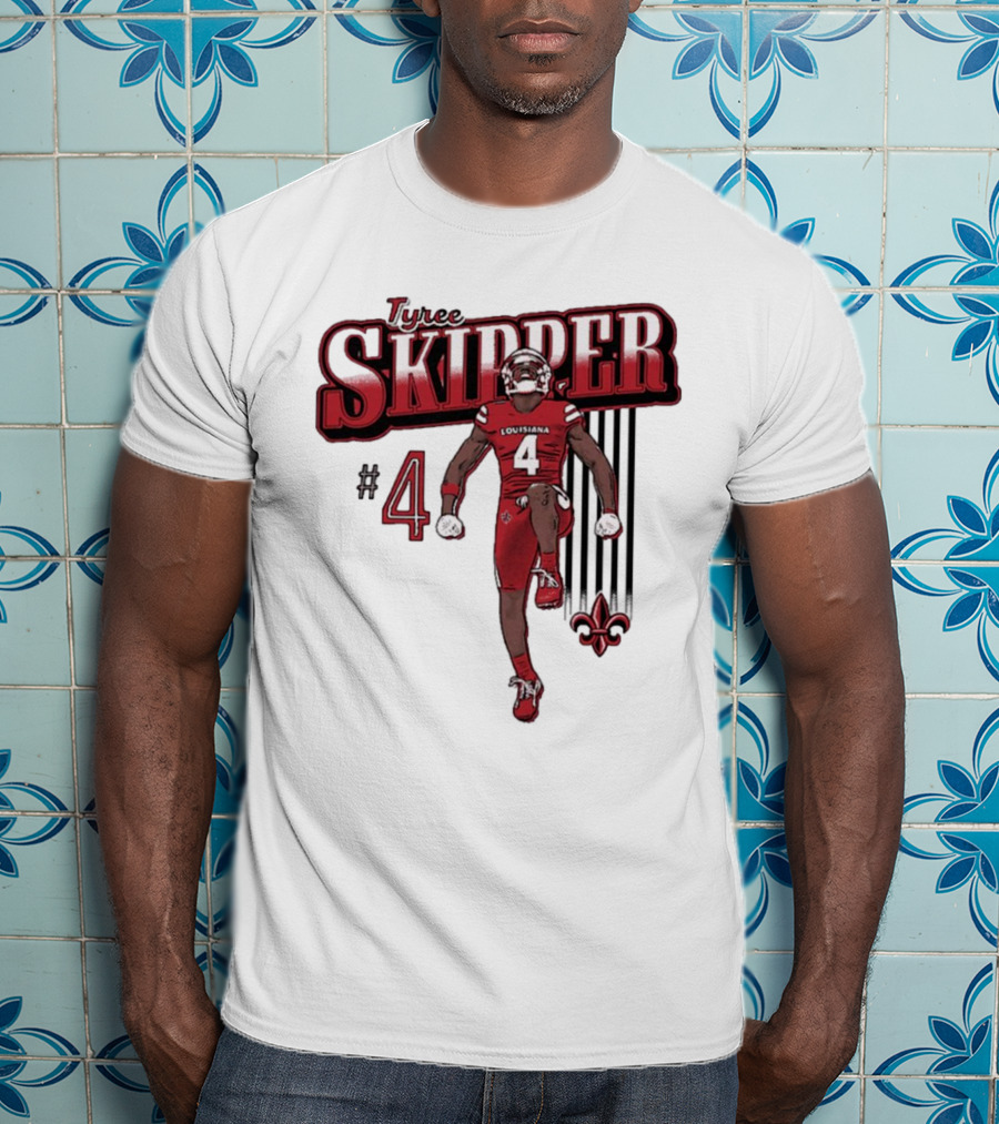 Tyree Skipper #4 Louisiana Ragin’ Cajuns Football Fleur-de-Lis T-Shirt