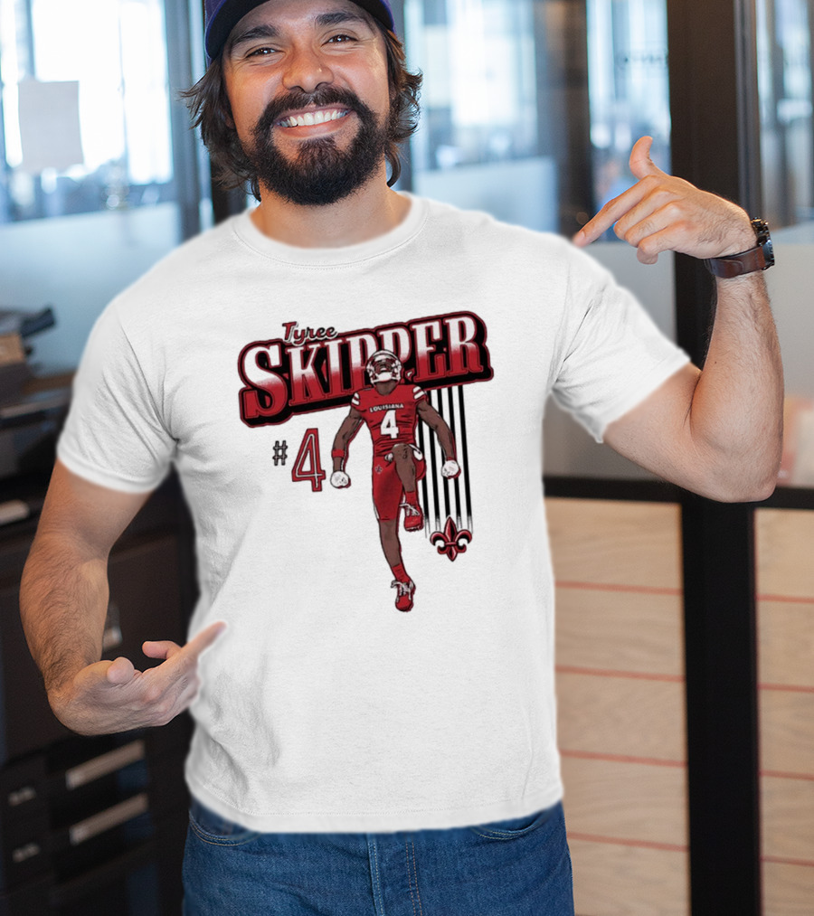 Tyree Skipper #4 Louisiana Ragin’ Cajuns Football Fleur-de-Lis T-Shirt