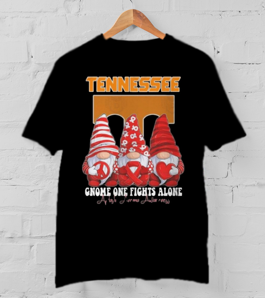 Tennessee Volunteers Autism Awareness Gnome One Fights Alone T-Shirt