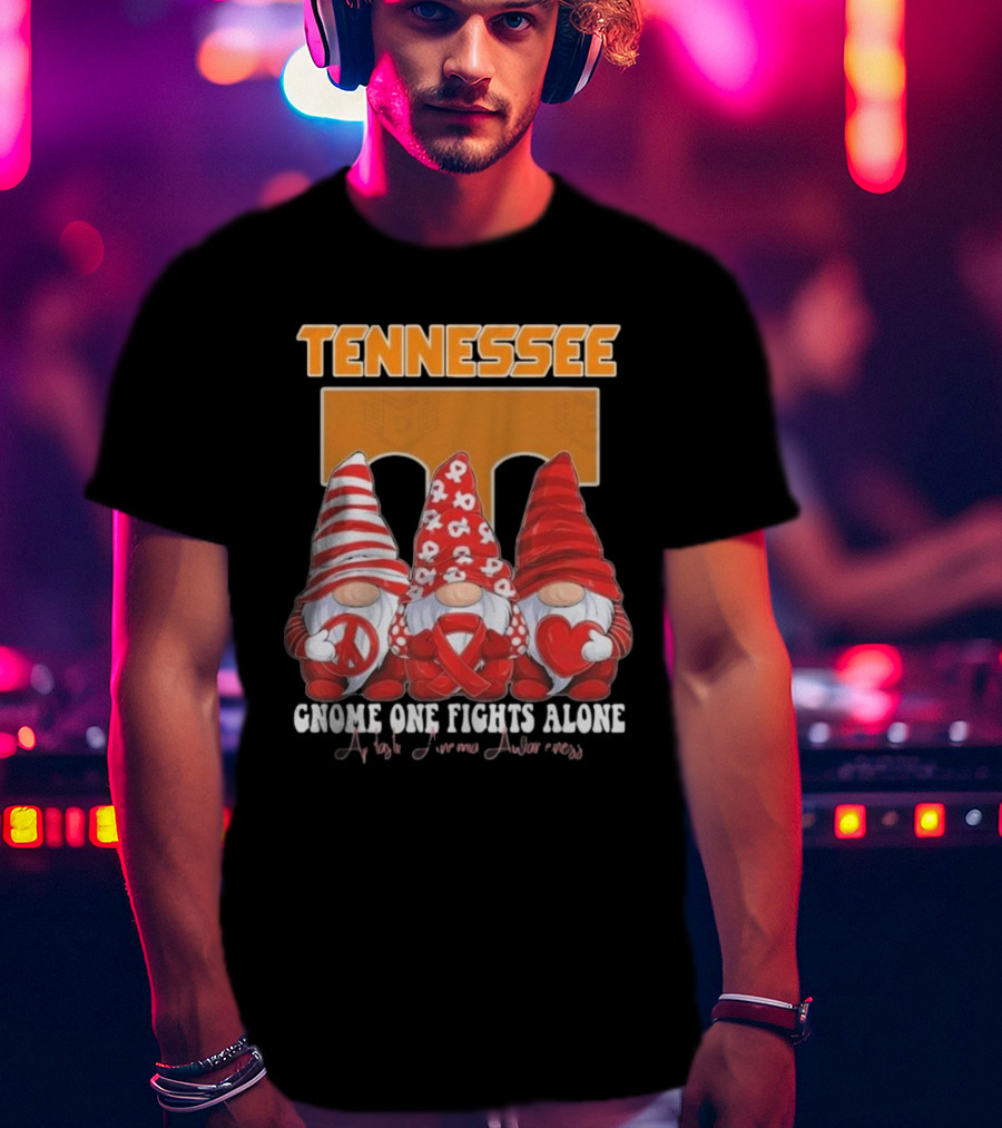 Tennessee Volunteers Autism Awareness Gnome One Fights Alone T-Shirt